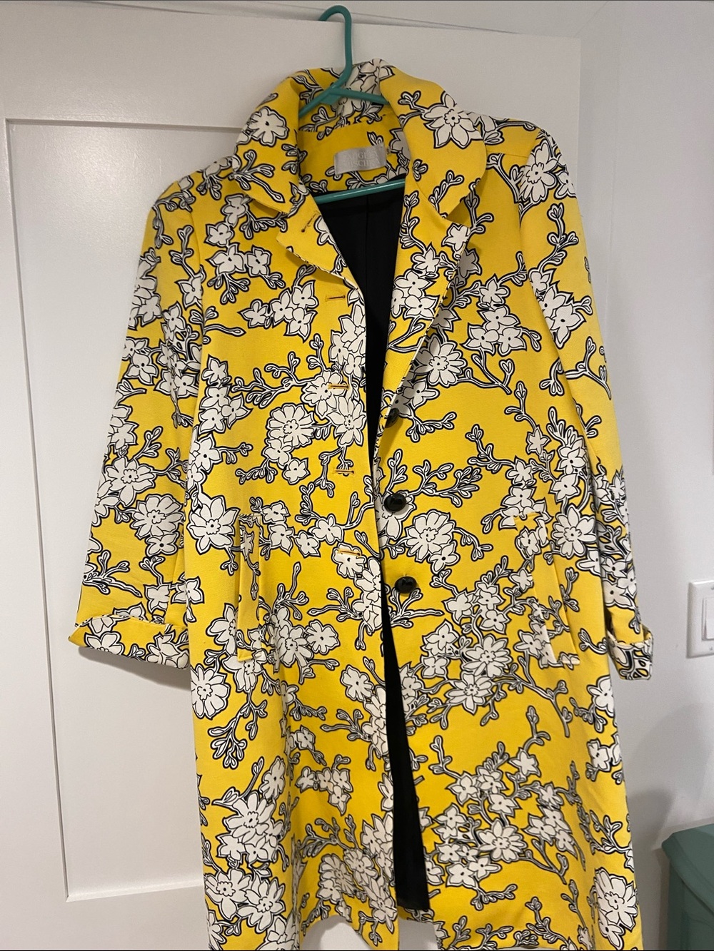 Badgley Mischka Yellow Floral Trench Coat